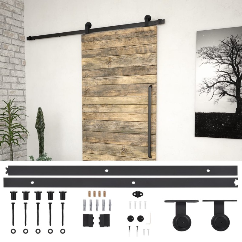 vidaXL Kit di Binari per Porte Scorrevoli 183 cm Acciaio Nero vidaXL Kit di Binari per Porte Scorrevoli 183 cm Acciaio Nero