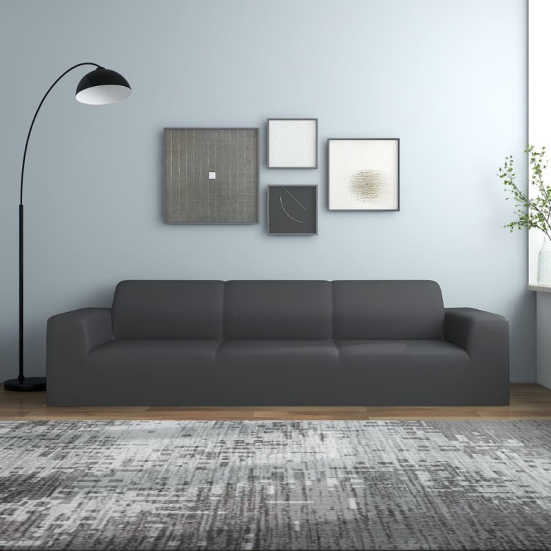 vidaXL Fodera Elasticizzata Divano 4 Posti Jersey Poliestere Antracite vidaXL Fodera Elasticizzata Divano 4 Posti Jersey Poliestere Antracite