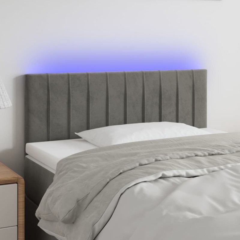 vidaXL Testiera a LED Grigio Chiaro 100x5x78/88 cm in Velluto vidaXL Testiera a LED Grigio Chiaro 100x5x78/88 cm in Velluto