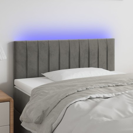 vidaXL Testiera a LED Grigio Chiaro 100x5x78/88 cm in Velluto