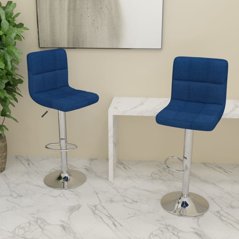vidaXL Sgabelli da Bar 2 pz Blu in Tessuto vidaXL Sgabelli da Bar 2 pz Blu in Tessuto