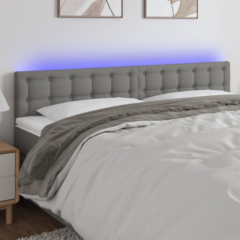 Testiera a LED Grigio Scuro 180x5x78/88 cm in Tessuto Testiera a LED Grigio Scuro 180x5x78/88 cm in Tessuto
