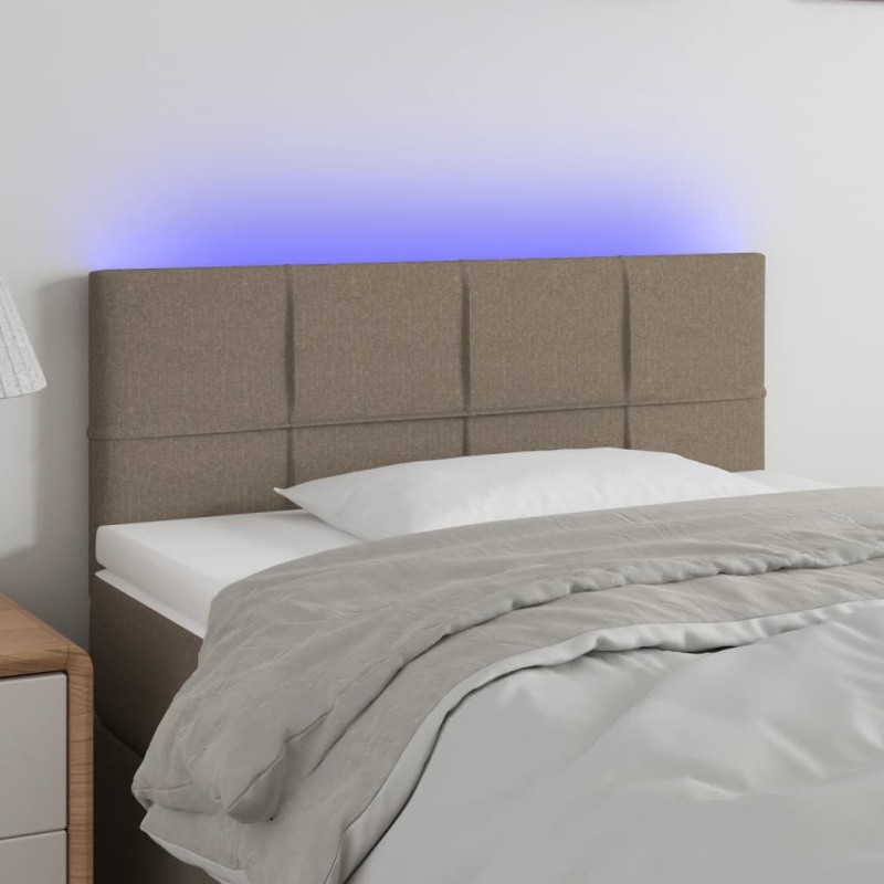 Testiera a LED Tortora 100x5x78/88 cm in Tessuto Testiera a LED Tortora 100x5x78/88 cm in Tessuto
