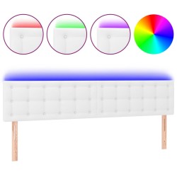 Testiera Bianca a LED 160x5x78/88 cm in Similpelle