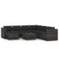 vidaXL Set Salotto da Giardino con Cuscini 9pz Legno Impregnato Grigio vidaXL Set Salotto da Giardino con Cuscini 9pz Legno Impregnato Grigio