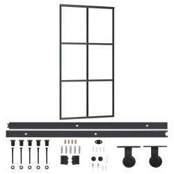 vidaXL Porta Scorrevole e Kit Montaggio Vetro ESG Alluminio 102x205cm