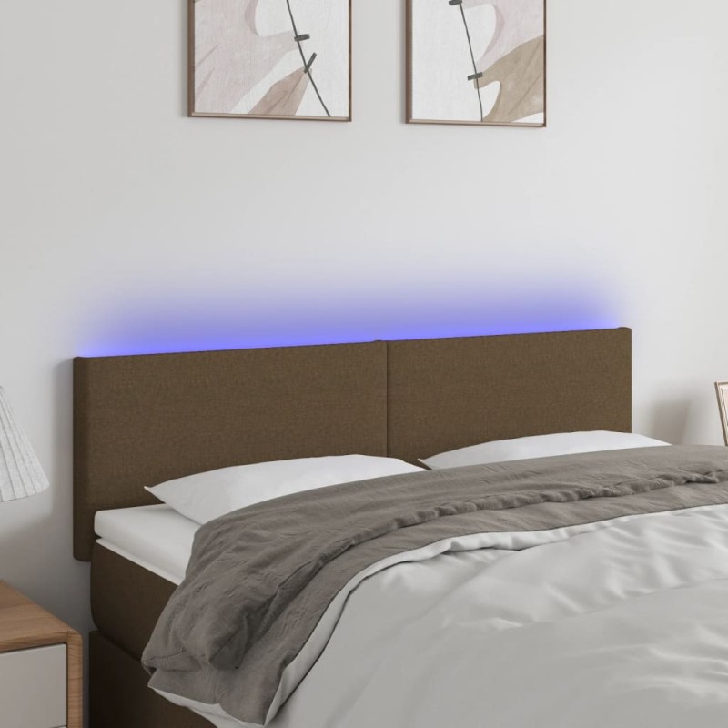 Testiera a LED Marrone Scuro 144x5x78/88 cm in Tessuto Testiera a LED Marrone Scuro 144x5x78/88 cm in Tessuto