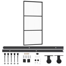 vidaXL Porta Scorrevole con Kit Montaggio Vetro ESG Alluminio 90x205cm