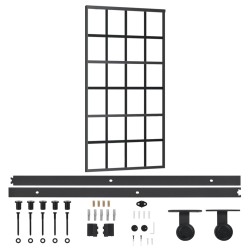 vidaXL Porta Scorrevole e Kit Montaggio Vetro ESG Alluminio 102x205cm