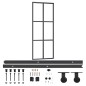 vidaXL Porta Scorrevole con Kit Montaggio Vetro ESG Alluminio 76x205cm vidaXL Porta Scorrevole con Kit Montaggio Vetro ESG Alluminio 76x205cm