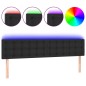 Testiera a LED Nera 200x5x78/88 cm in Similpelle Testiera a LED Nera 200x5x78/88 cm in Similpelle