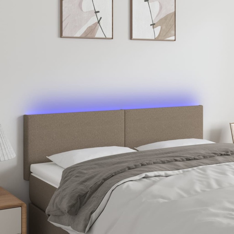 Testiera a LED Tortora 144x5x78/88 cm in Tessuto Testiera a LED Tortora 144x5x78/88 cm in Tessuto