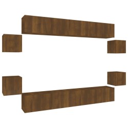 vidaXL Set Mobili Porta TV 8pz Rovere Marrone in Legno Multistrato