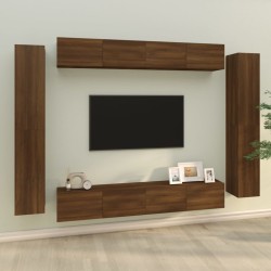 vidaXL Set Mobili Porta TV 8pz Rovere Marrone in Legno Multistrato
