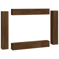 vidaXL Set Mobili Porta TV 8pz Rovere Marrone in Legno Multistrato