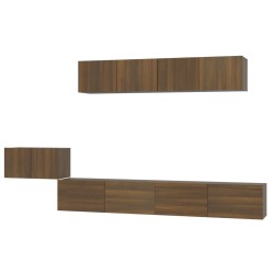 vidaXL Set Mobili Porta TV 5 pz Rovere Marrone in Legno Multistrato