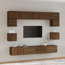 vidaXL Set Mobili Porta TV 8pz Rovere Marrone in Legno Multistrato