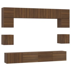 vidaXL Set Mobili Porta TV 8pz Rovere Marrone in Legno Multistrato