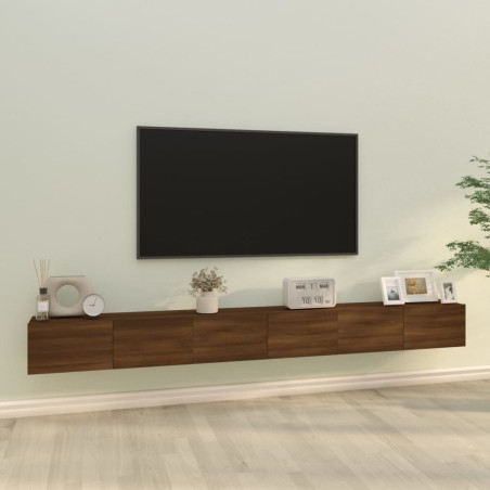 vidaXL Set Mobili Porta TV 3 pz Rovere Marrone in Legno Multistrato