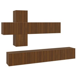 vidaXL Set Mobili Porta TV 7 pz Rovere Marrone in Legno Multistrato
