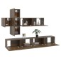 vidaXL Set Mobili Porta TV 7 pz Rovere Marrone in Legno Multistrato vidaXL Set Mobili Porta TV 7 pz Rovere Marrone in Legno Multistrato