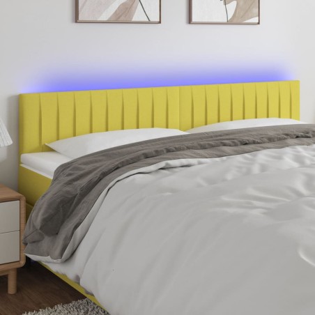 Testiera a LED Verde 160x5x78/88 cm in Tessuto