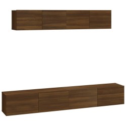 vidaXL Set Mobili Porta TV 4 pz Rovere Marrone in Legno Multistrato