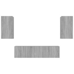 vidaXL Set di Mobili Porta TV 4 pz Grigio Sonoma in Legno Multistrato