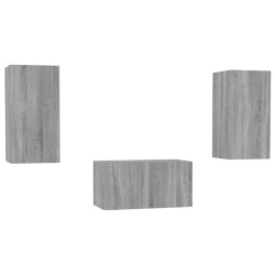 vidaXL Set Mobili Porta TV 3 pz Grigio Sonoma in Legno Multistrato