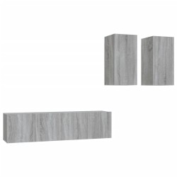 vidaXL Set di Mobili Porta TV 4 pz Grigio Sonoma in Legno Multistrato