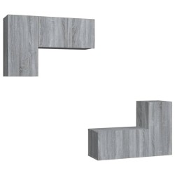 vidaXL Set di Mobili Porta TV 4 pz Grigio Sonoma in Legno Multistrato