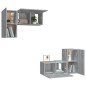 vidaXL Set di Mobili Porta TV 4 pz Grigio Sonoma in Legno Multistrato vidaXL Set di Mobili Porta TV 4 pz Grigio Sonoma in Legno Multistrato