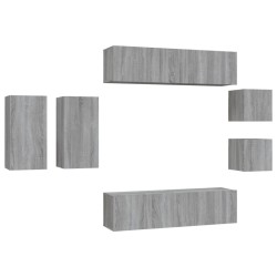 vidaXL Set Mobili Porta TV 8pz Grigio Sonoma in Legno Multistrato