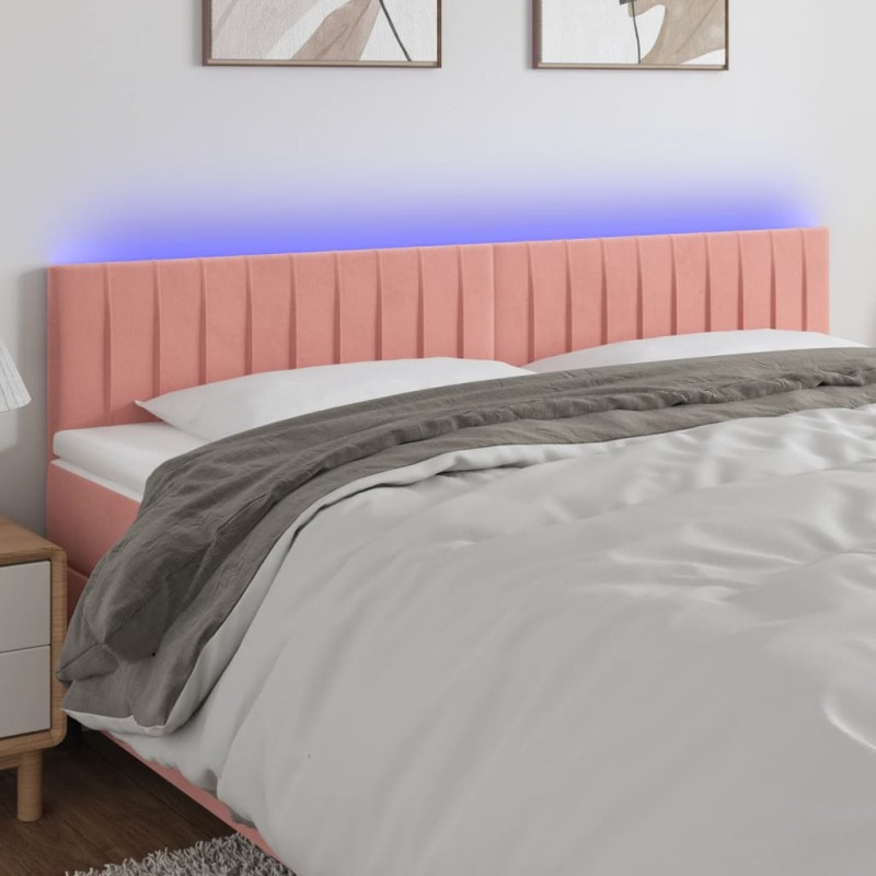 vidaXL Testiera a LED Rosa 180x5x78/88 cm in Velluto vidaXL Testiera a LED Rosa 180x5x78/88 cm in Velluto