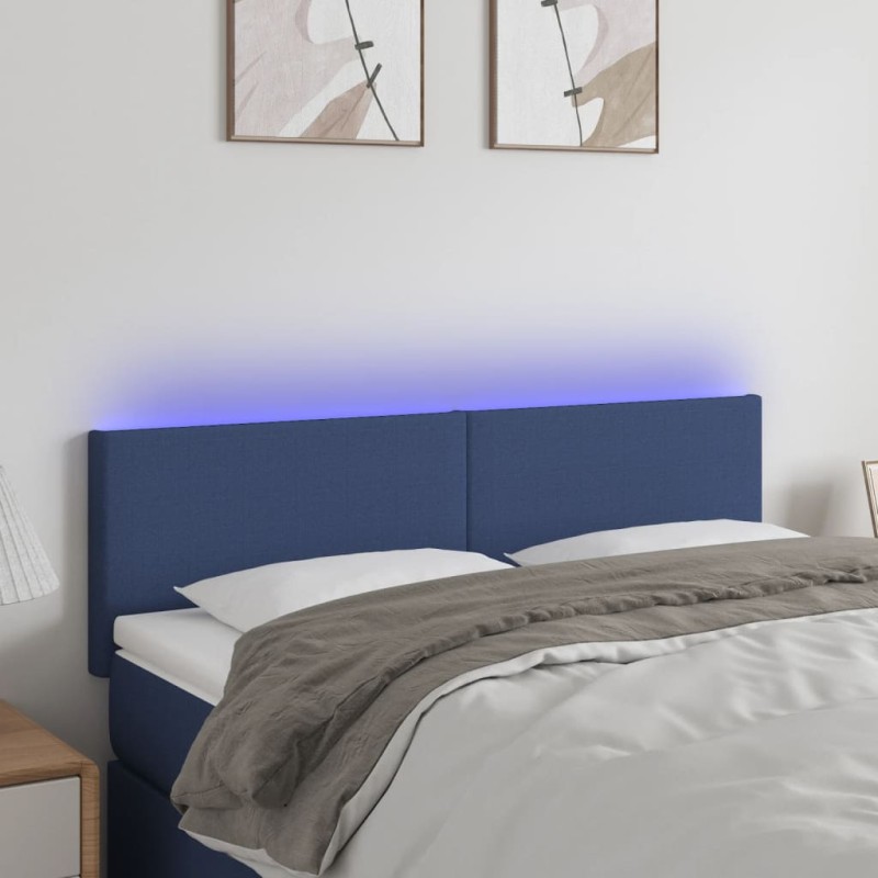 Testiera a LED Blu 144x5x78/88 cm in Tessuto Testiera a LED Blu 144x5x78/88 cm in Tessuto