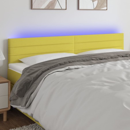 Testiera a LED Verde 180x5x78/88 cm in Tessuto