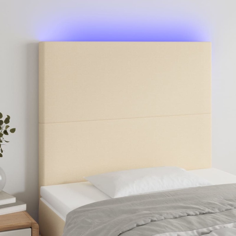 Testiera a LED Crema 80x5x118/128 cm in Tessuto Testiera a LED Crema 80x5x118/128 cm in Tessuto