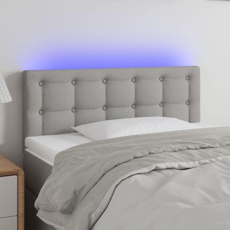Testiera a LED Grigio Chiaro 90x5x78/88 cm in Tessuto Testiera a LED Grigio Chiaro 90x5x78/88 cm in Tessuto