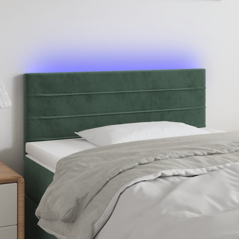 Testiera a LED Verde Scuro 80x5x78/88 cm in Velluto Testiera a LED Verde Scuro 80x5x78/88 cm in Velluto