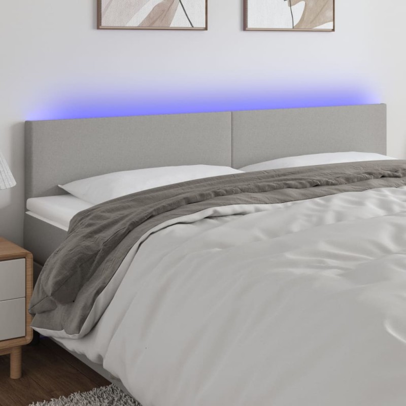 Testiera a LED Grigio Chiaro 160x5x78/88 cm in Tessuto Testiera a LED Grigio Chiaro 160x5x78/88 cm in Tessuto