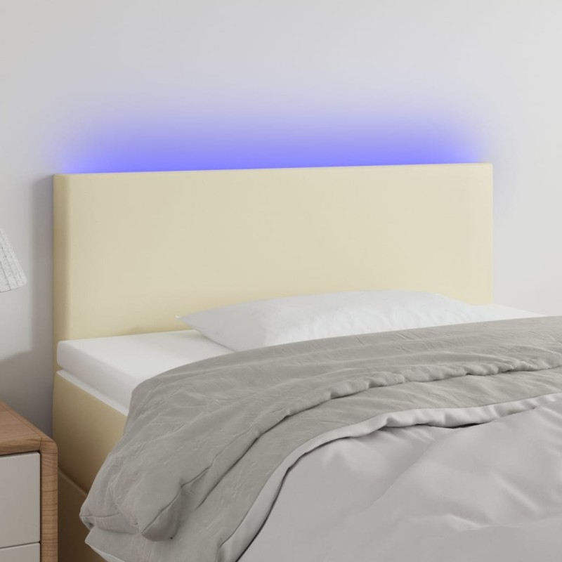 Testiera Crema a LED 90x5x78/88 cm in Similpelle Testiera Crema a LED 90x5x78/88 cm in Similpelle