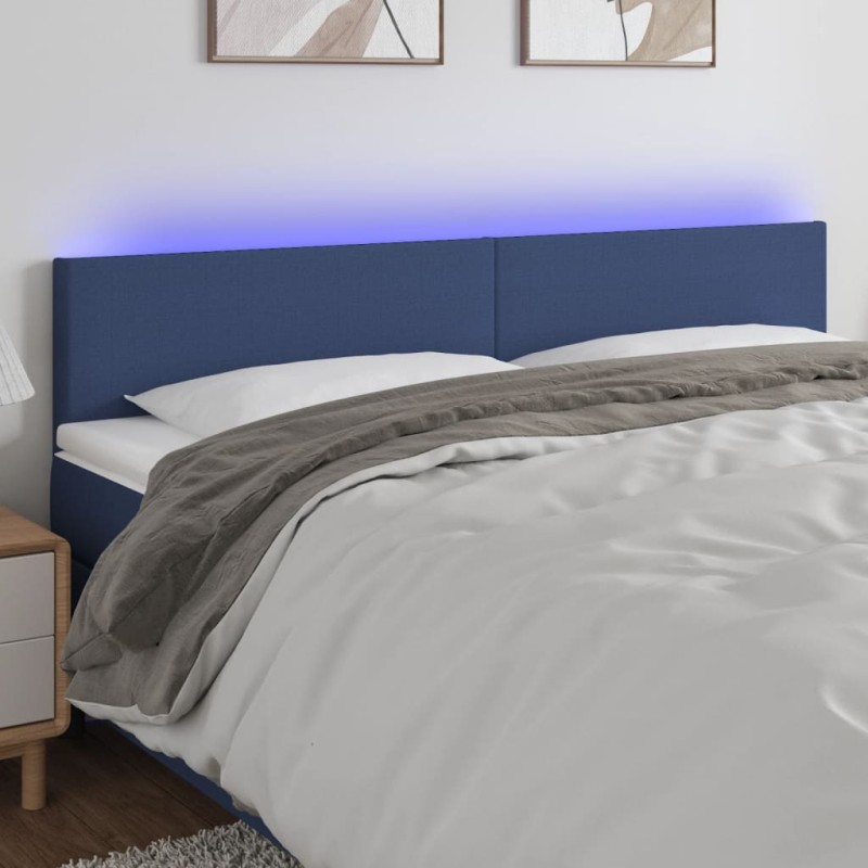 Testiera a LED Blu 160x5x78/88 cm in Tessuto Testiera a LED Blu 160x5x78/88 cm in Tessuto