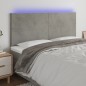 Testiera a LED Grigio Chiaro 160x5x118/128 cm in Velluto Testiera a LED Grigio Chiaro 160x5x118/128 cm in Velluto