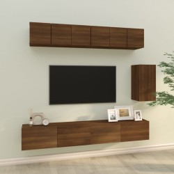 vidaXL Set Mobili Porta TV 6 pz Rovere Marrone in Legno Multistrato