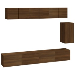 vidaXL Set Mobili Porta TV 6 pz Rovere Marrone in Legno Multistrato