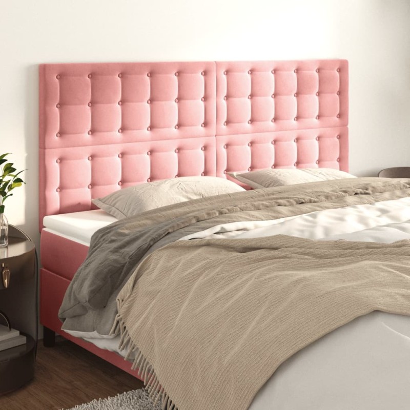 Testiera 4 pz Rosa 80x5x78/88 cm in Velluto Testiera 4 pz Rosa 80x5x78/88 cm in Velluto