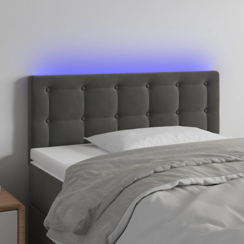 Testiera a LED Grigio Scuro 100x5x78/88 cm in Velluto Testiera a LED Grigio Scuro 100x5x78/88 cm in Velluto