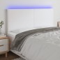 Testiera a LED Bianco 160x5x118/128 cm in Similpelle Testiera a LED Bianco 160x5x118/128 cm in Similpelle