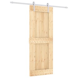 vidaXL Porta Scorrevole con Set Hardware 80x210 cm Legno Massello Pino
