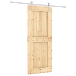 vidaXL Porta Scorrevole con Set Hardware 85x210 cm Legno Massello Pino